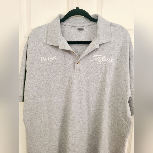 Men's Gray Polo Shirt Titleist Hugo Boss Logo Gildan Size XL - Picture 3 of 9